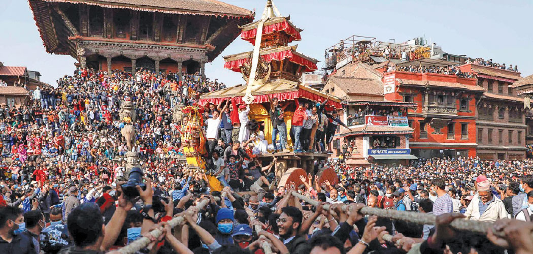 Newar youths in Bhaktapur active in preserving culture during Nawaratri festival